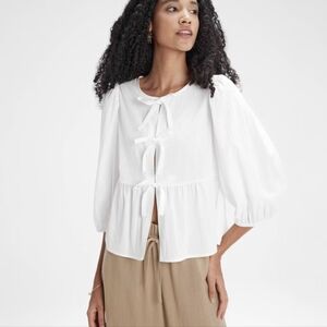 A New Day sz XXL Balloon 3/4 sleeve tie-front blouse